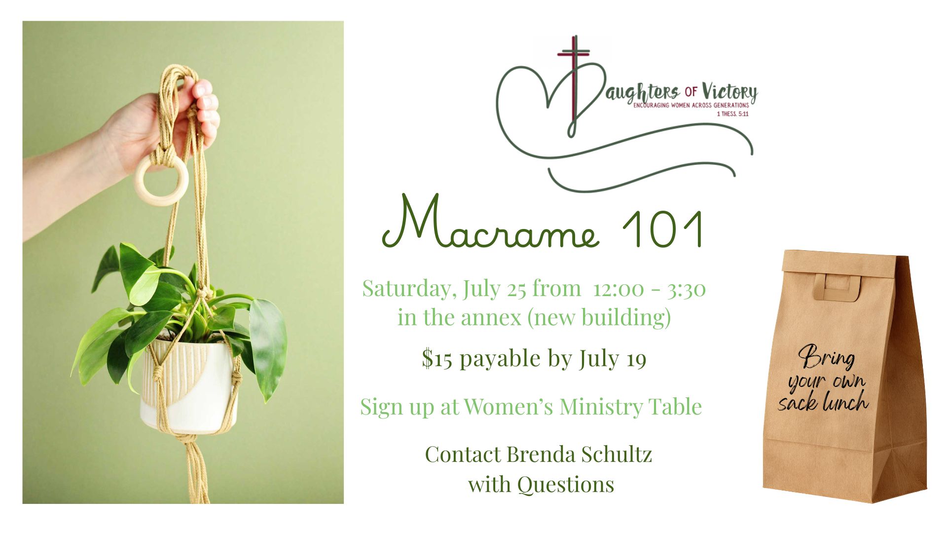 Daughters of Victory Macrame event slide